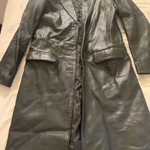 Alfani Women's Black Leather Jacket. Trench style